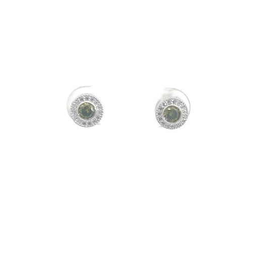 Sterling Silver Peridot & Simulated Diamond Earrings