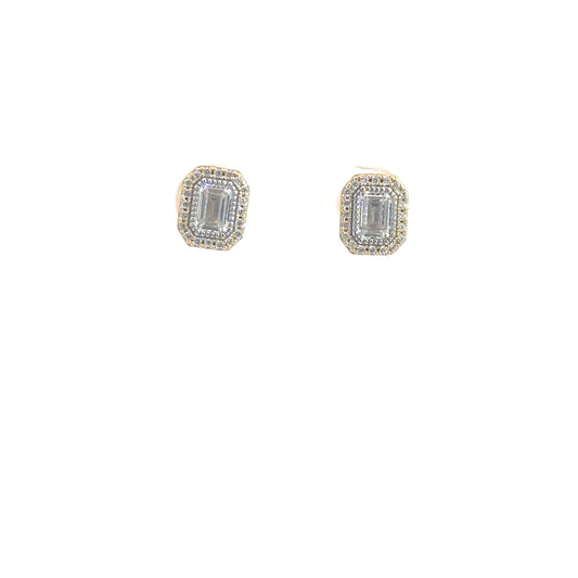 Gold Vermeil Silver Simulated Diamond Studs