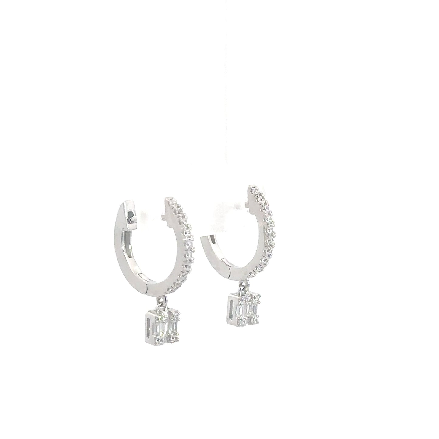 Sterling Silver Simulated Diamond Huggies