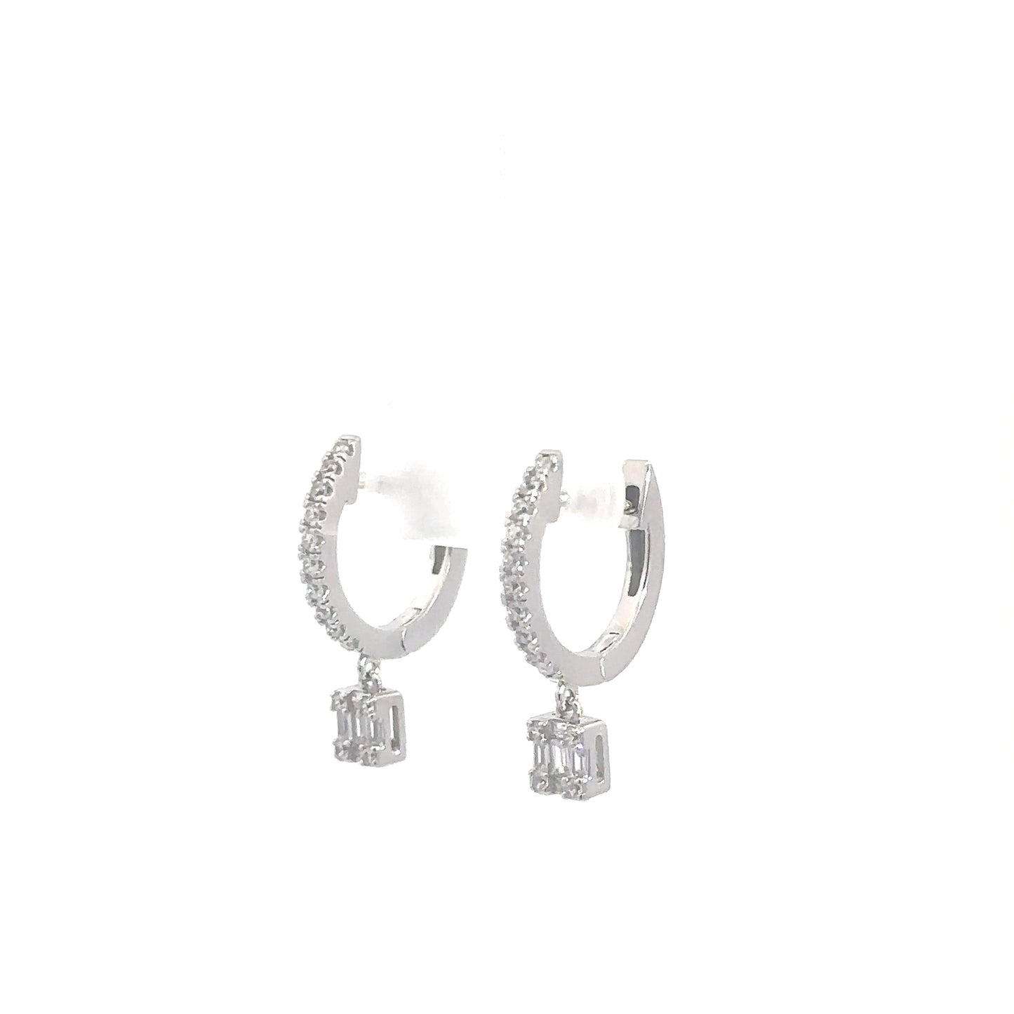 Sterling Silver Simulated Diamond Huggies