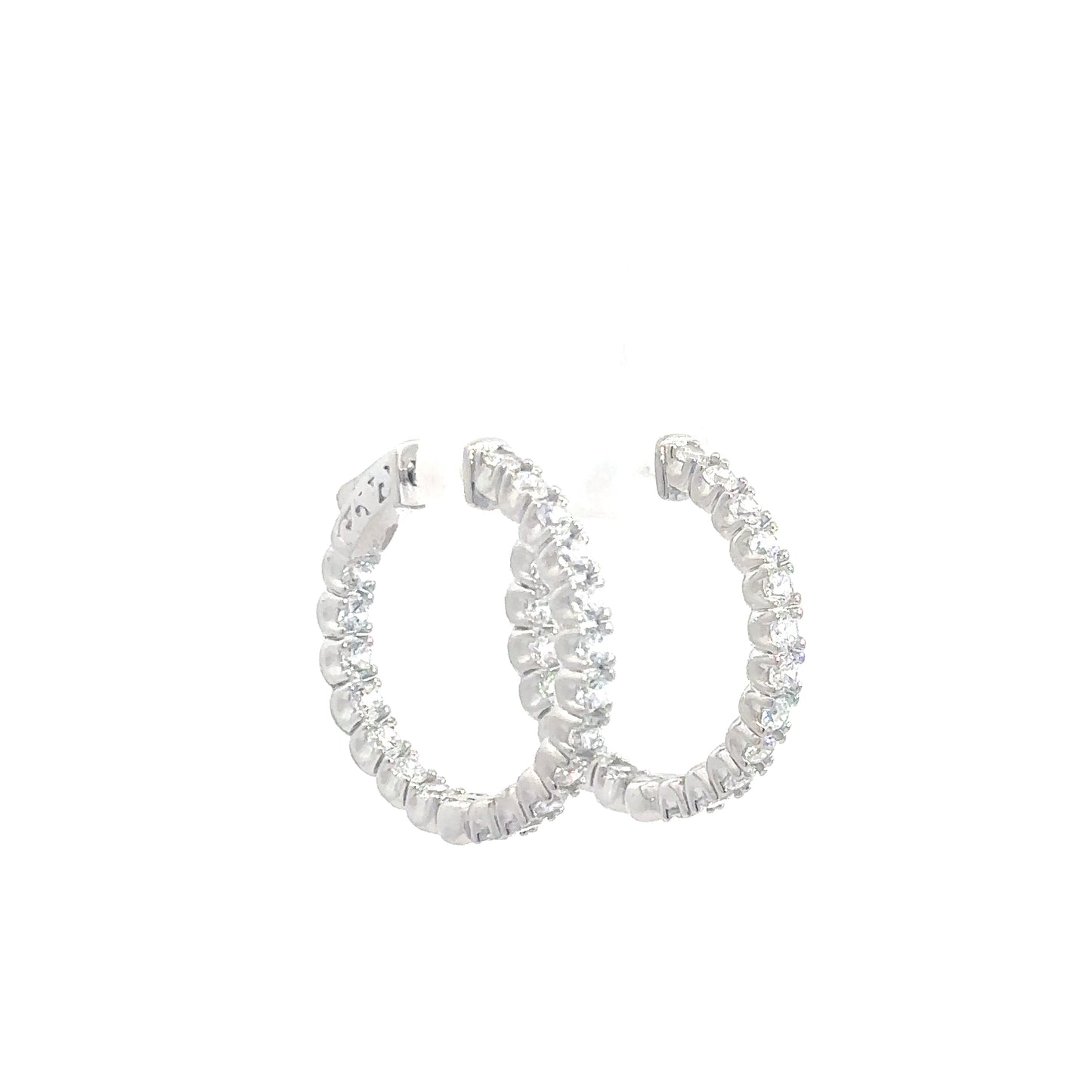 Sterling Silver Simulated Diamond In/Out Hoop