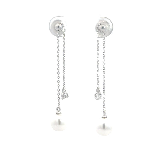 Sterling Silver Simulated Diamond & Simulated Pearl Earrings