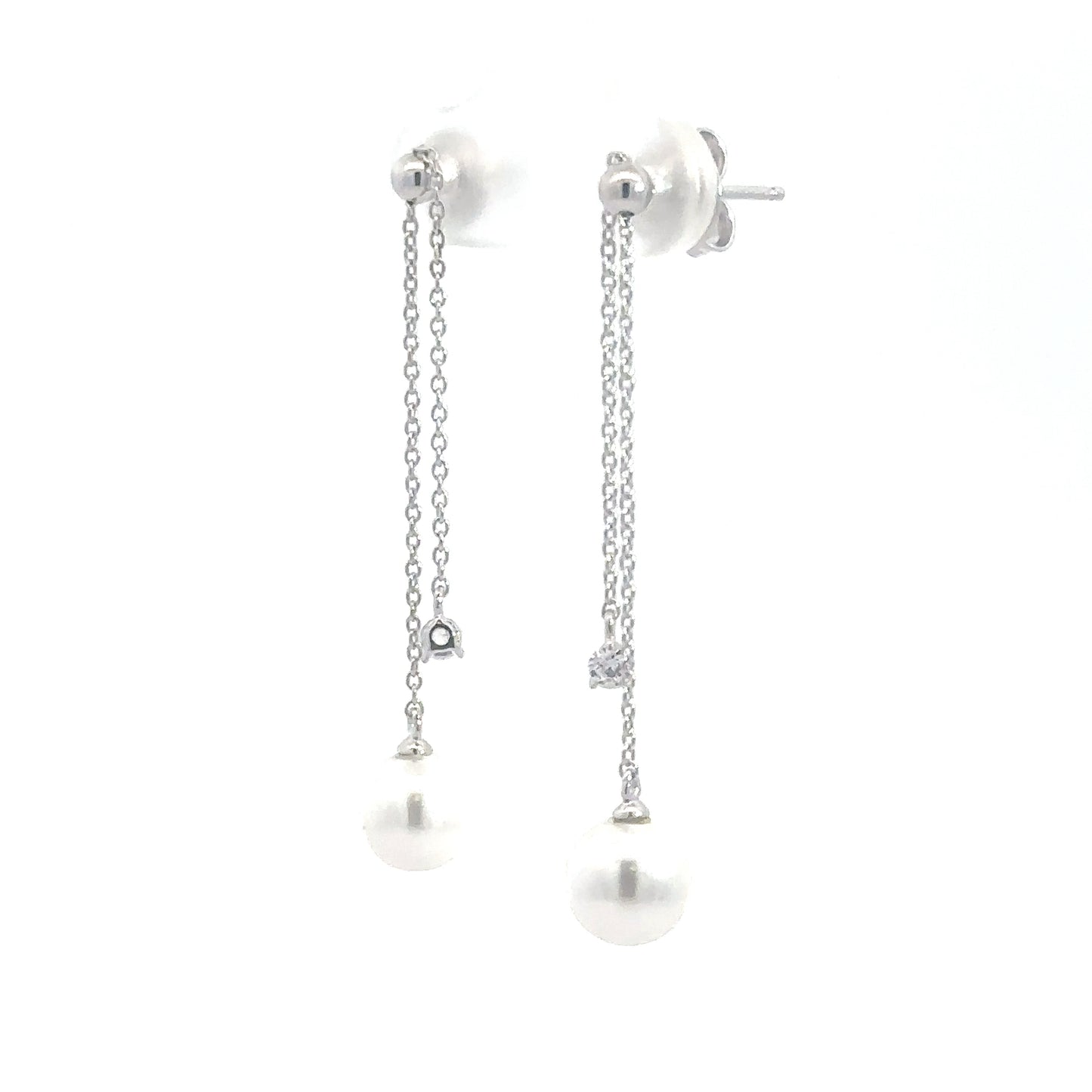 Sterling Silver Simulated Diamond & Simulated Pearl Earrings