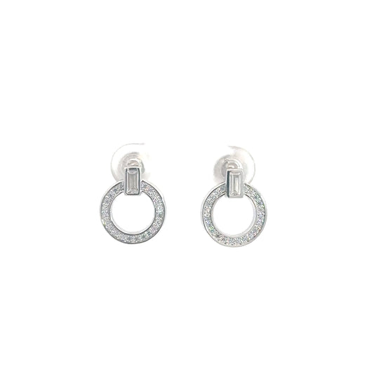 Sterling Silver Simulated Diamond Circle Earrings