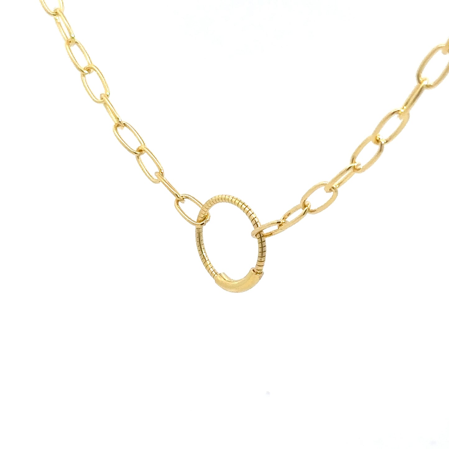 Gold Plated Sterling Silver Paperclip & Circle Necklace