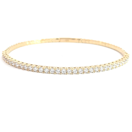 Yellow Gold Plated Simulated Diamond Flexi- Bangle