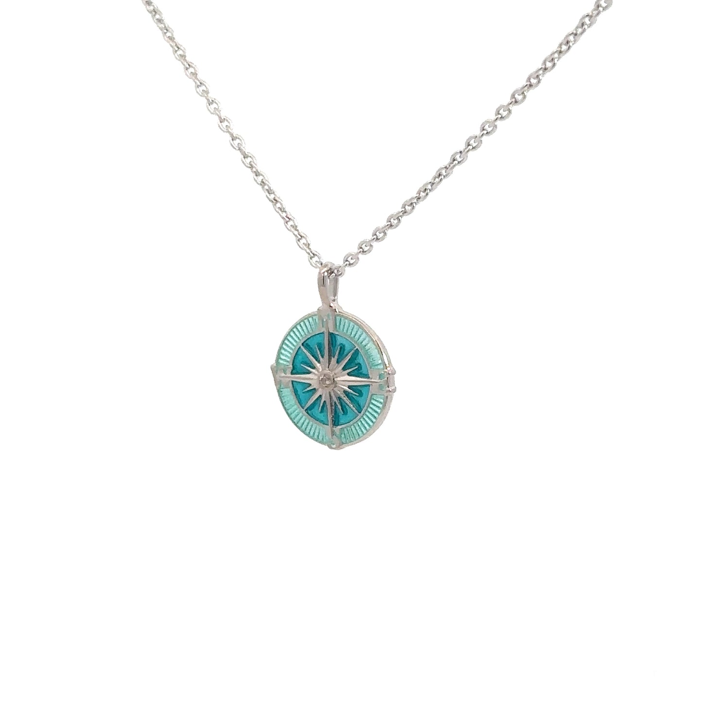 Sterling Silver Enameled Compass