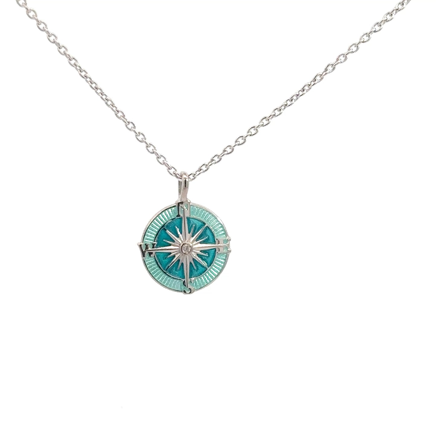 Sterling Silver Enameled Compass
