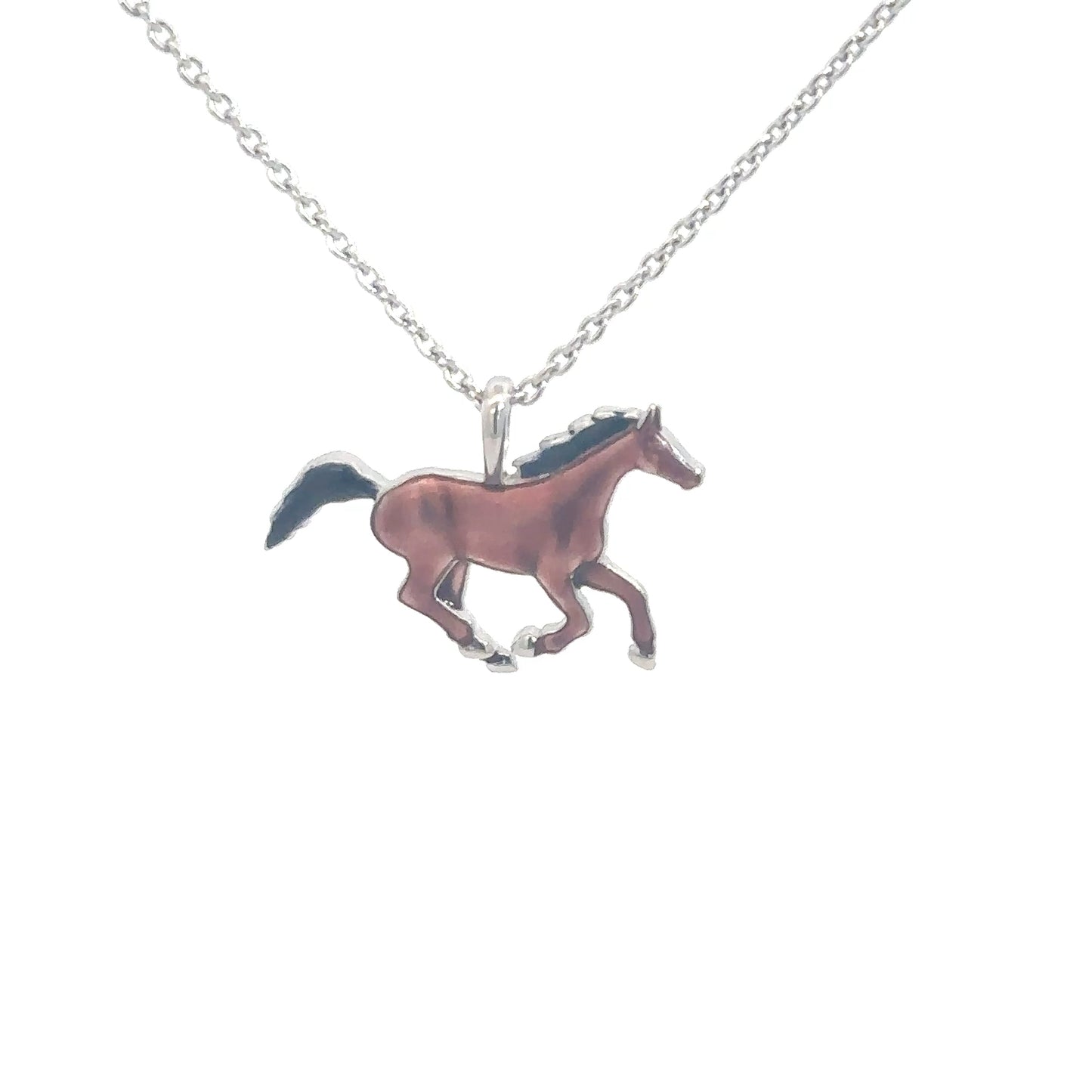Sterling Silver Enameled Horse Neckalace