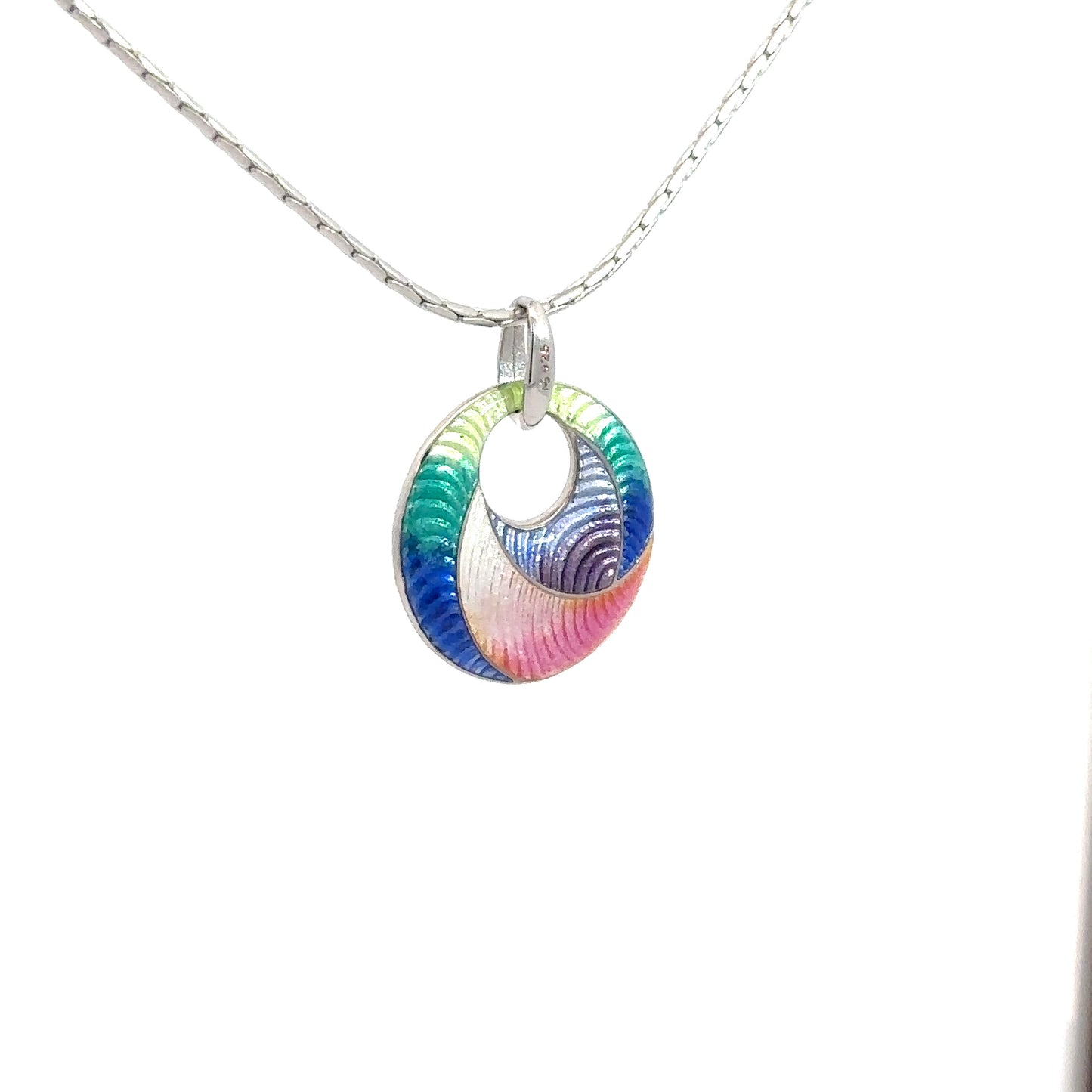 Sterling Silver Hand Enameled Circle