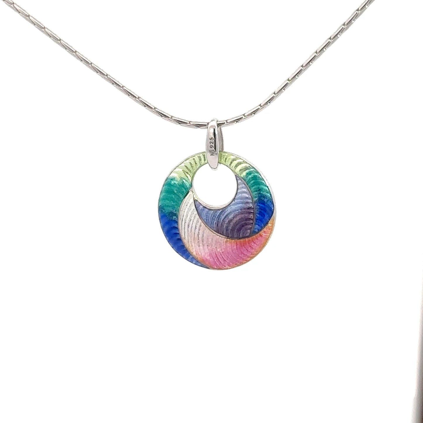 Sterling Silver Hand Enameled Circle
