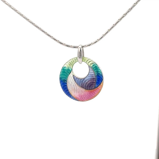 Sterling Silver Hand Enameled Circle