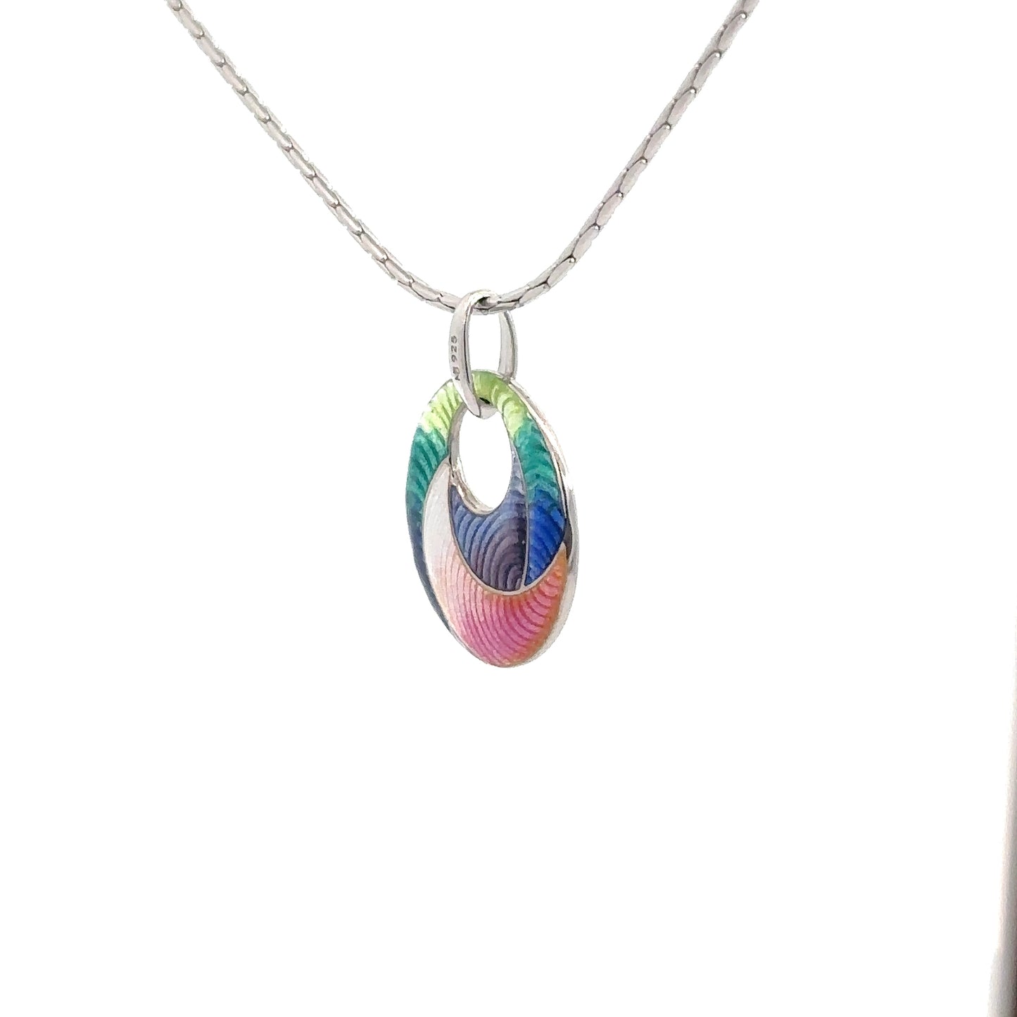 Sterling Silver Hand Enameled Circle