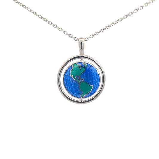 Sterling Silver Enameled Globe Pendant