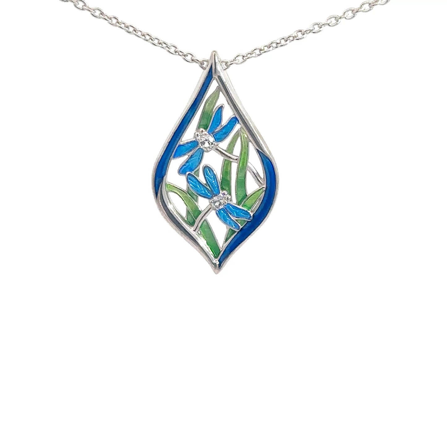 Sterling Silver Dragonfly Enameled Pendant