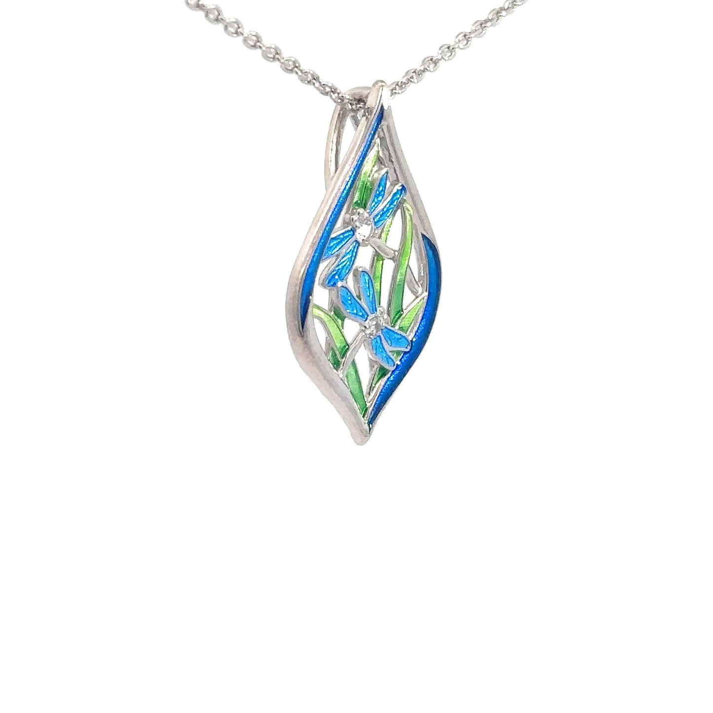Sterling Silver Dragonfly Enameled Pendant