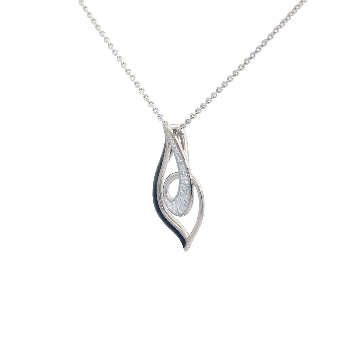 Sterling Silver Black and Silver Enameled Pendant