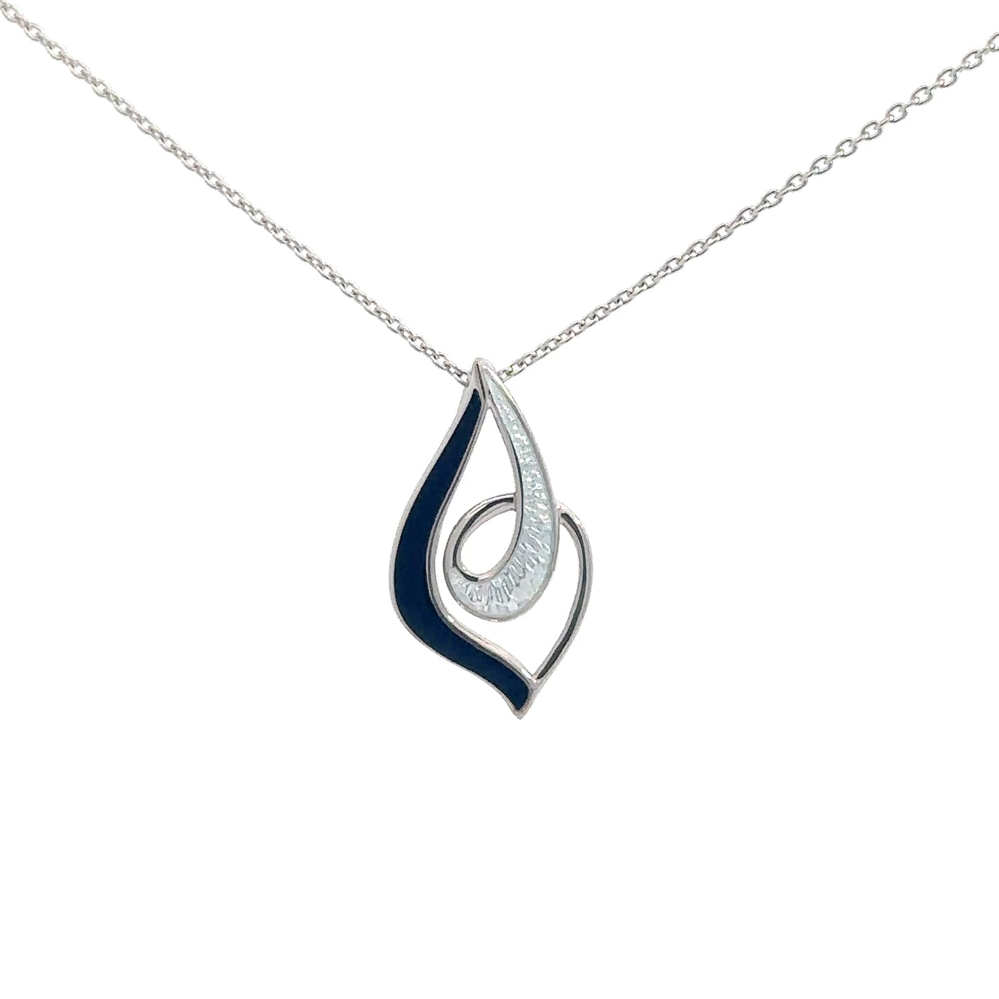 Sterling Silver Black and Silver Enameled Pendant