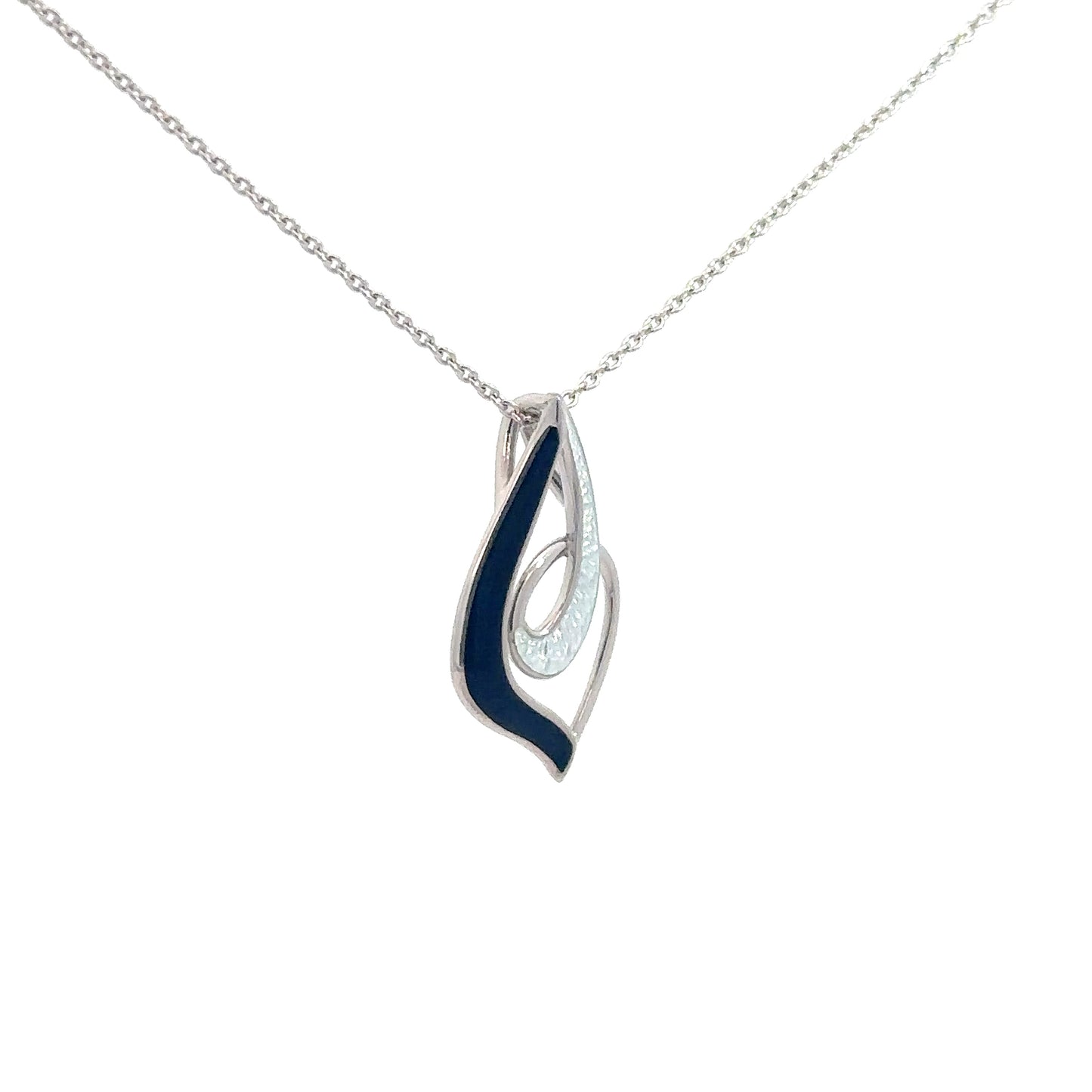 Sterling Silver Black and Silver Enameled Pendant