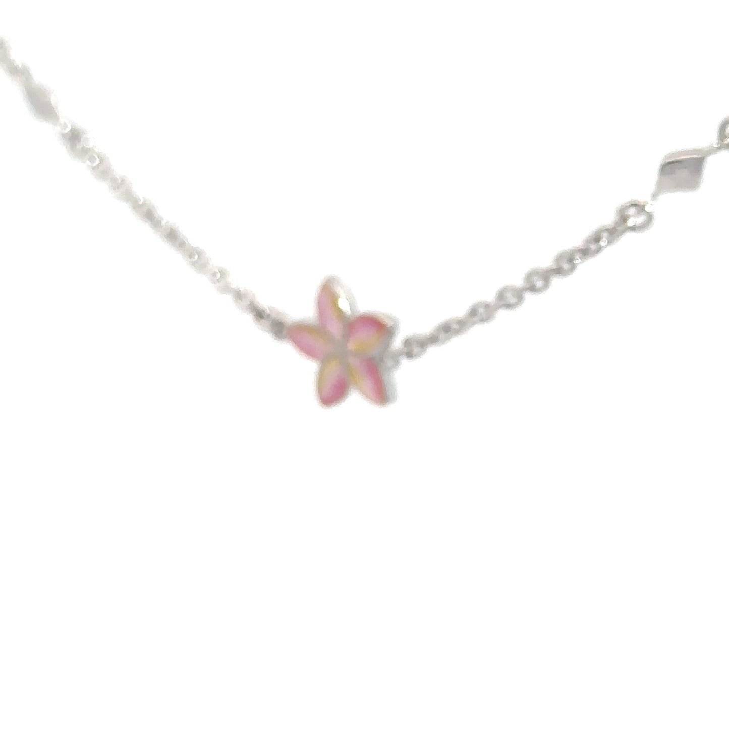 Sterling Silver Multi Flower Enameled Neckalce