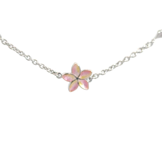 Sterling Silver Multi Flower Enameled Neckalce