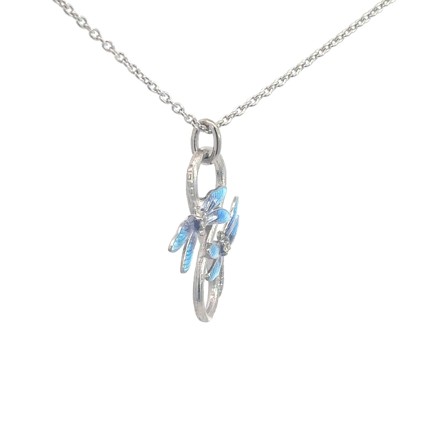 Sterling Silver Enameled Dragonfly Infinity Necklace