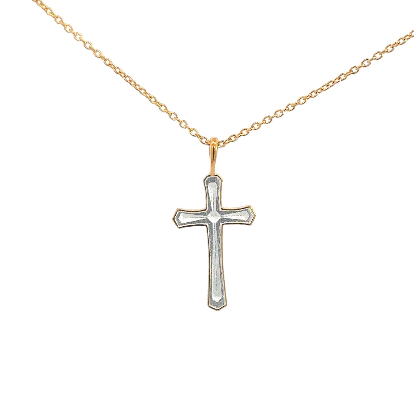 Yellow Gold Plated Enameled Cross
