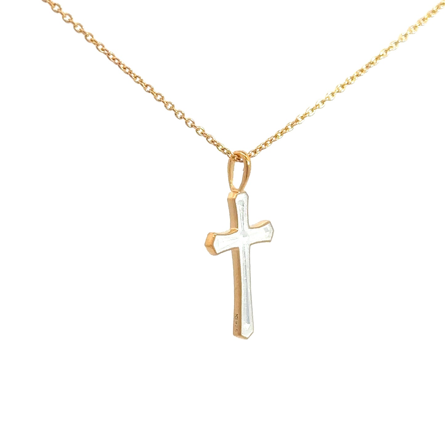 Yellow Gold Plated Enameled Cross