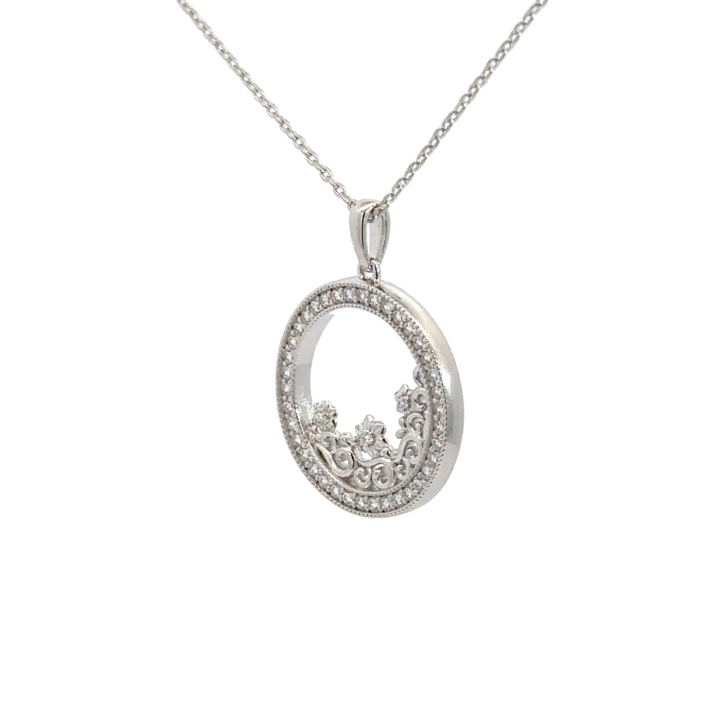 Sterling Silver Simulated Diamond Circle Pendant