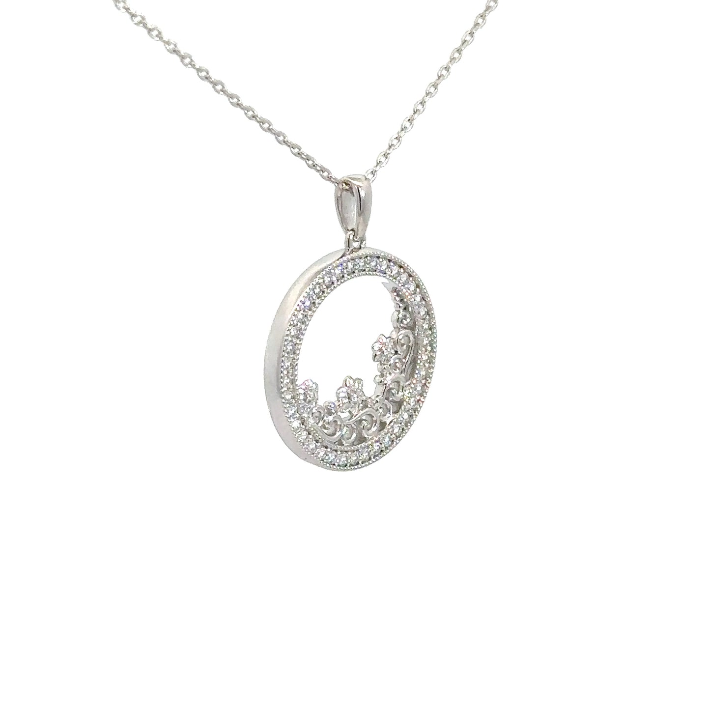 Sterling Silver Simulated Diamond Circle Pendant