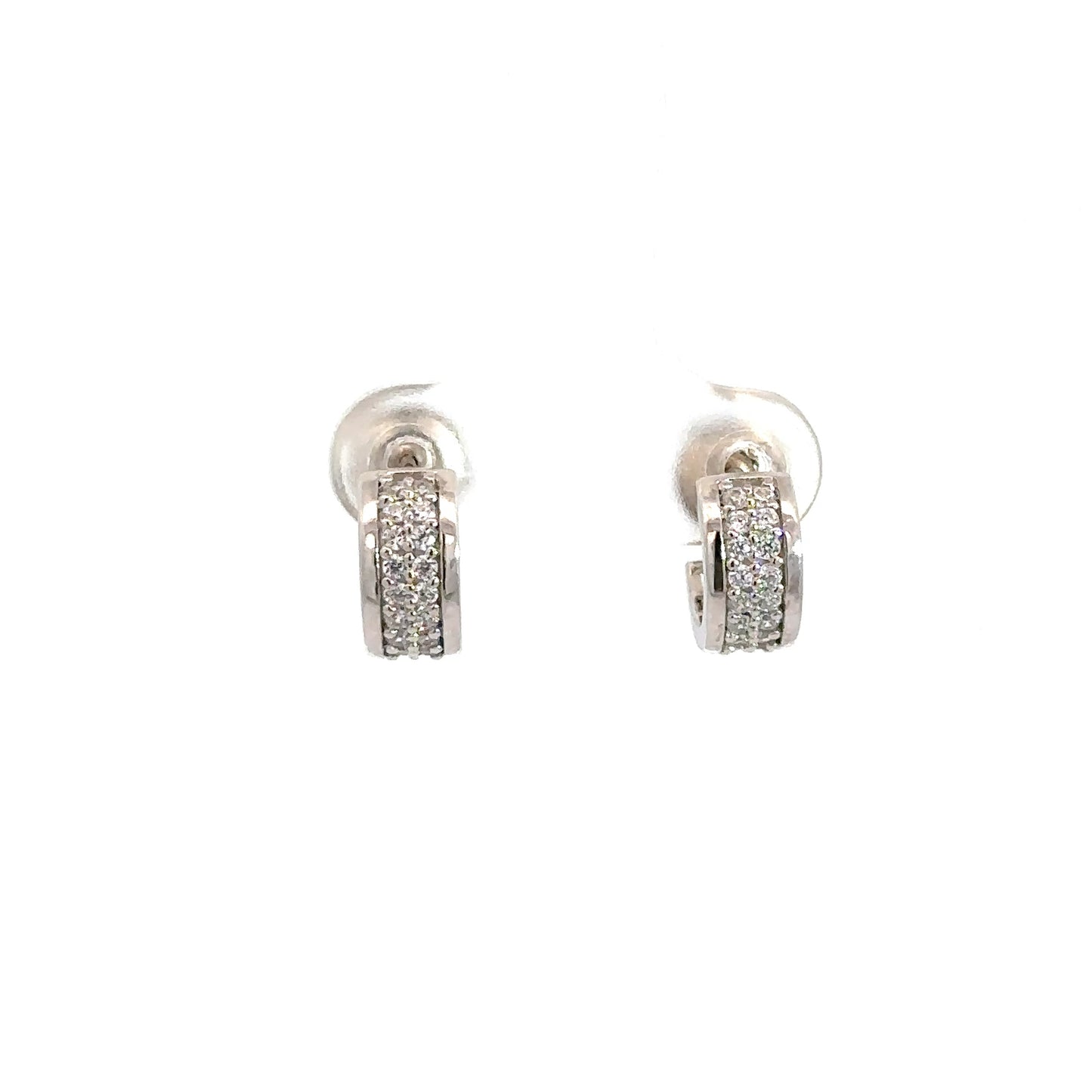 Sterling Silver Simulated Diamond Huggie Hoops
