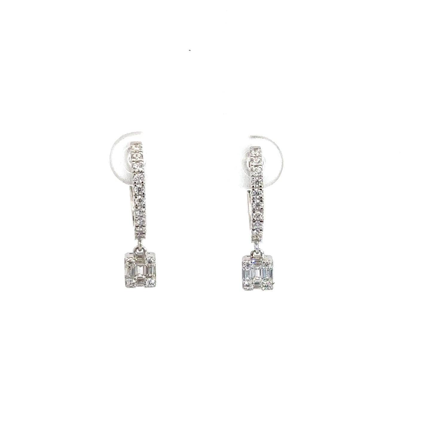 Sterling Silver Simulated Diamond Dangle Huggies