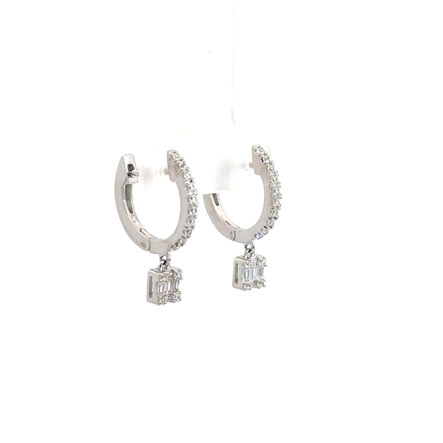 Sterling Silver Simulated Diamond Dangle Huggies