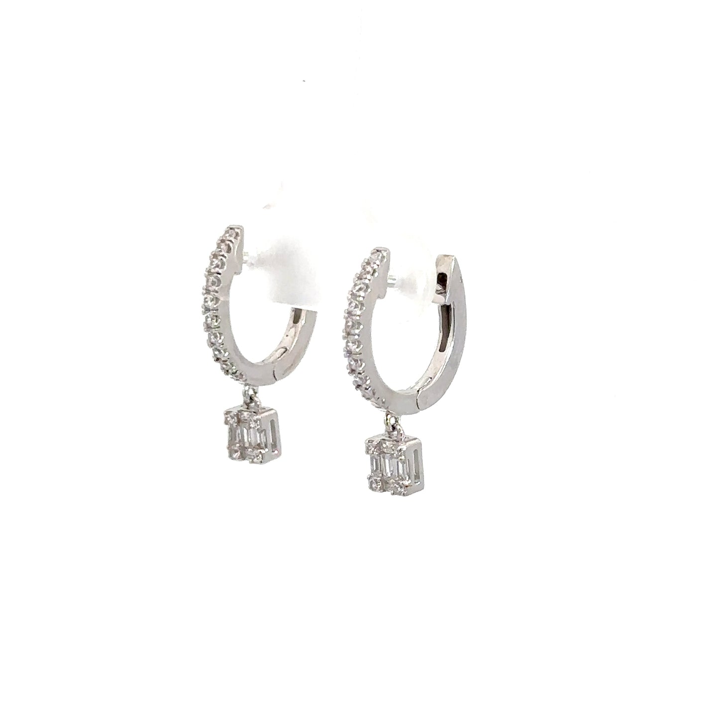 Sterling Silver Simulated Diamond Dangle Huggies