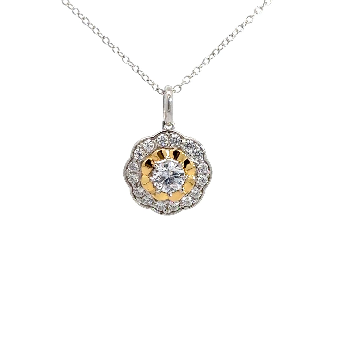 Sterling Silver Two-Toned Flower Pendant