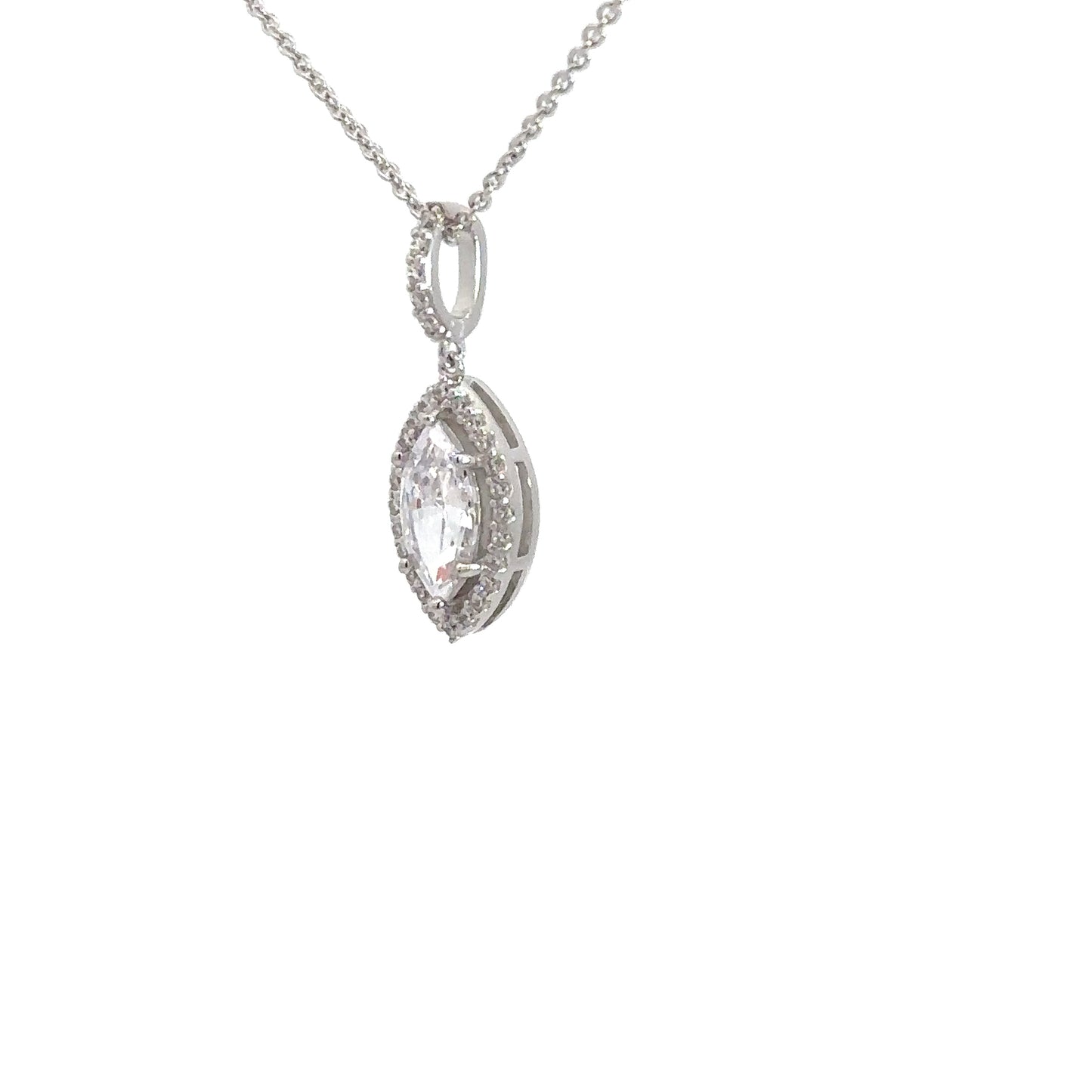 Sterling Silver Simulated Diamond Marquise Pendant