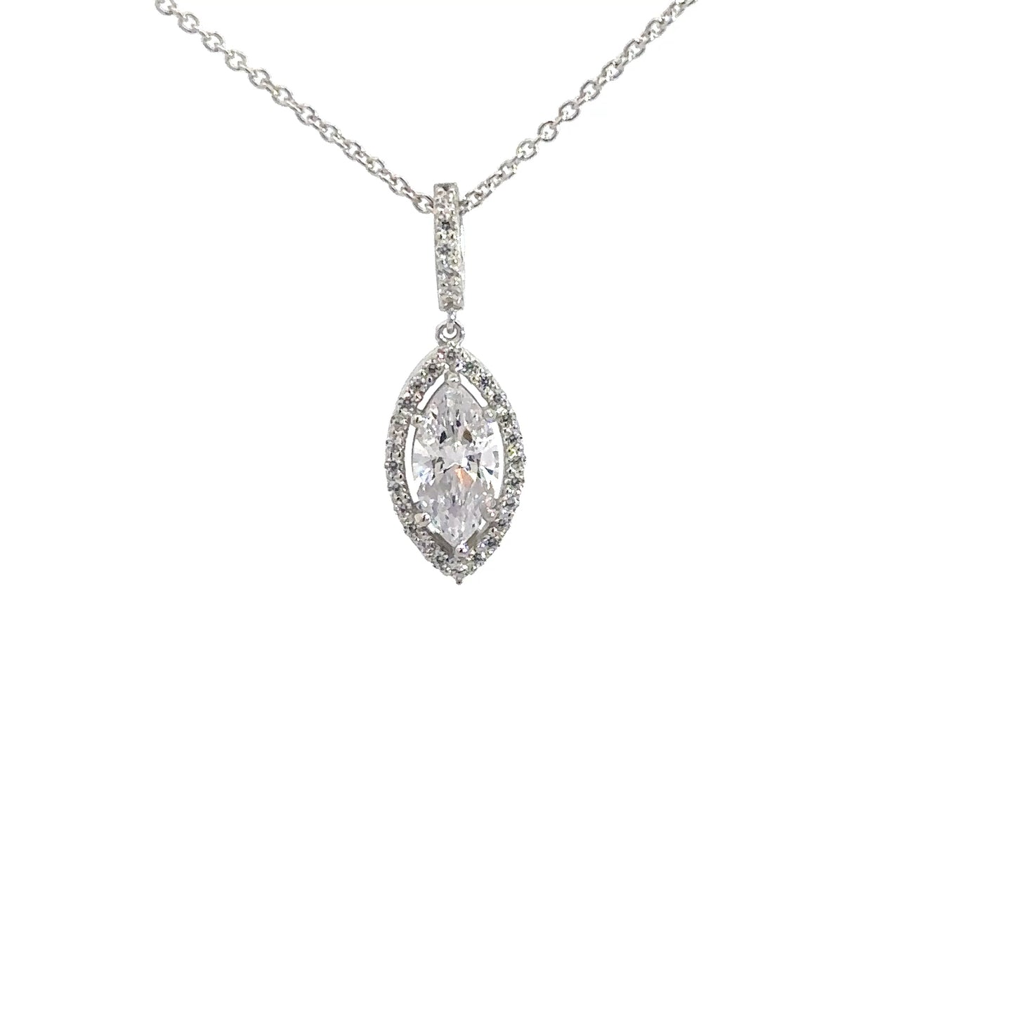Sterling Silver Simulated Diamond Marquise Pendant