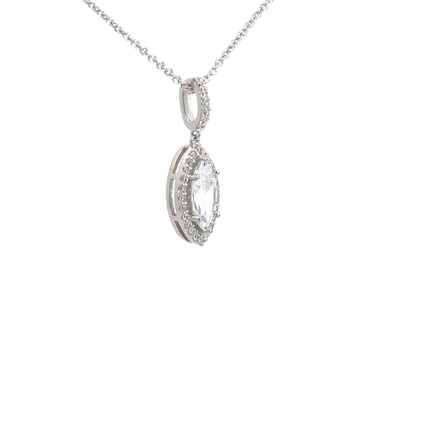 Sterling Silver Simulated Diamond Marquise Pendant