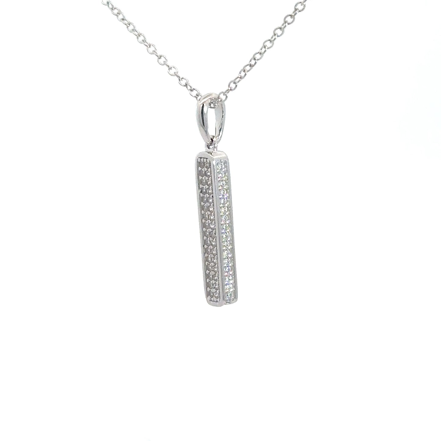Sterling Silver Simulated Diamond Bar Necklace