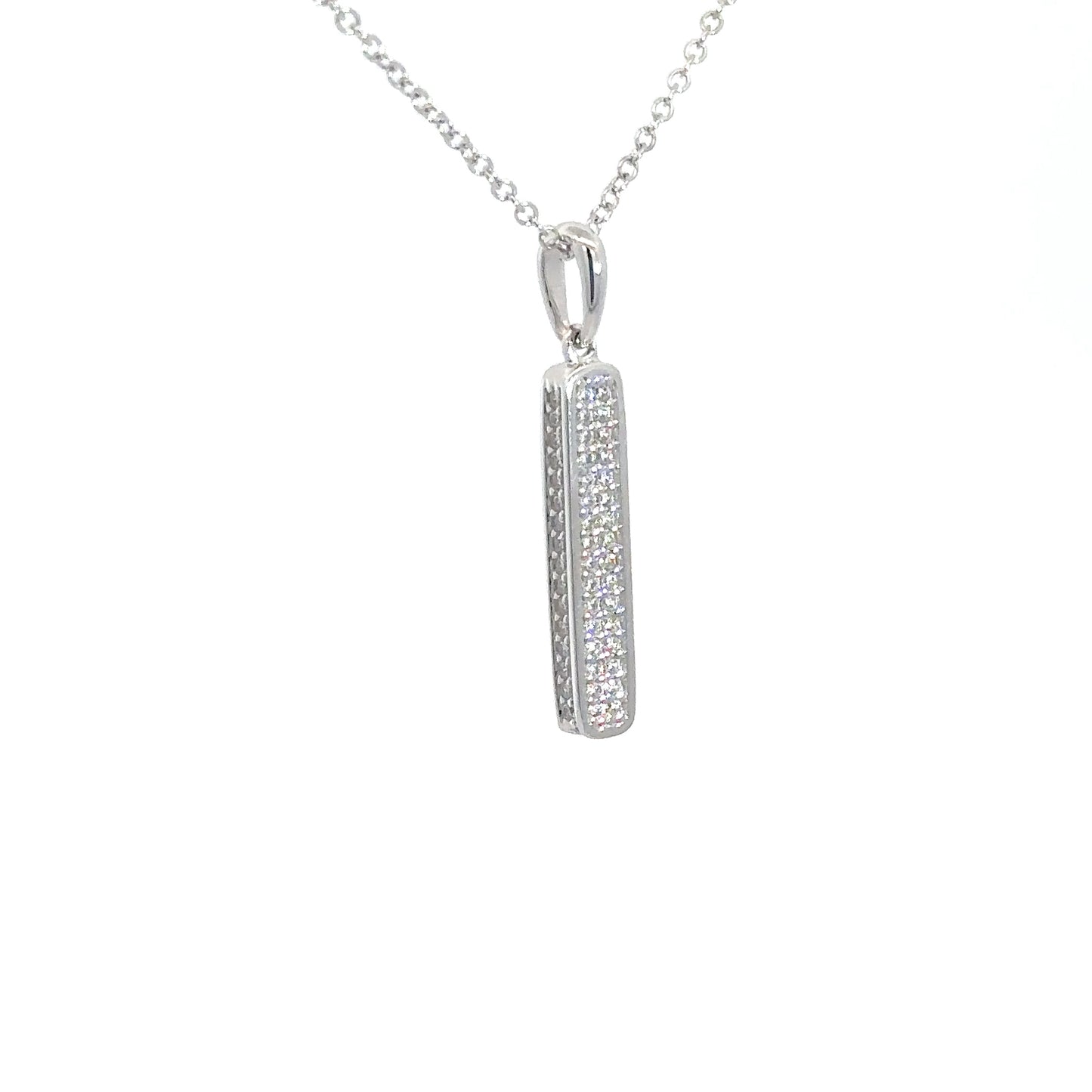 Sterling Silver Simulated Diamond Bar Necklace
