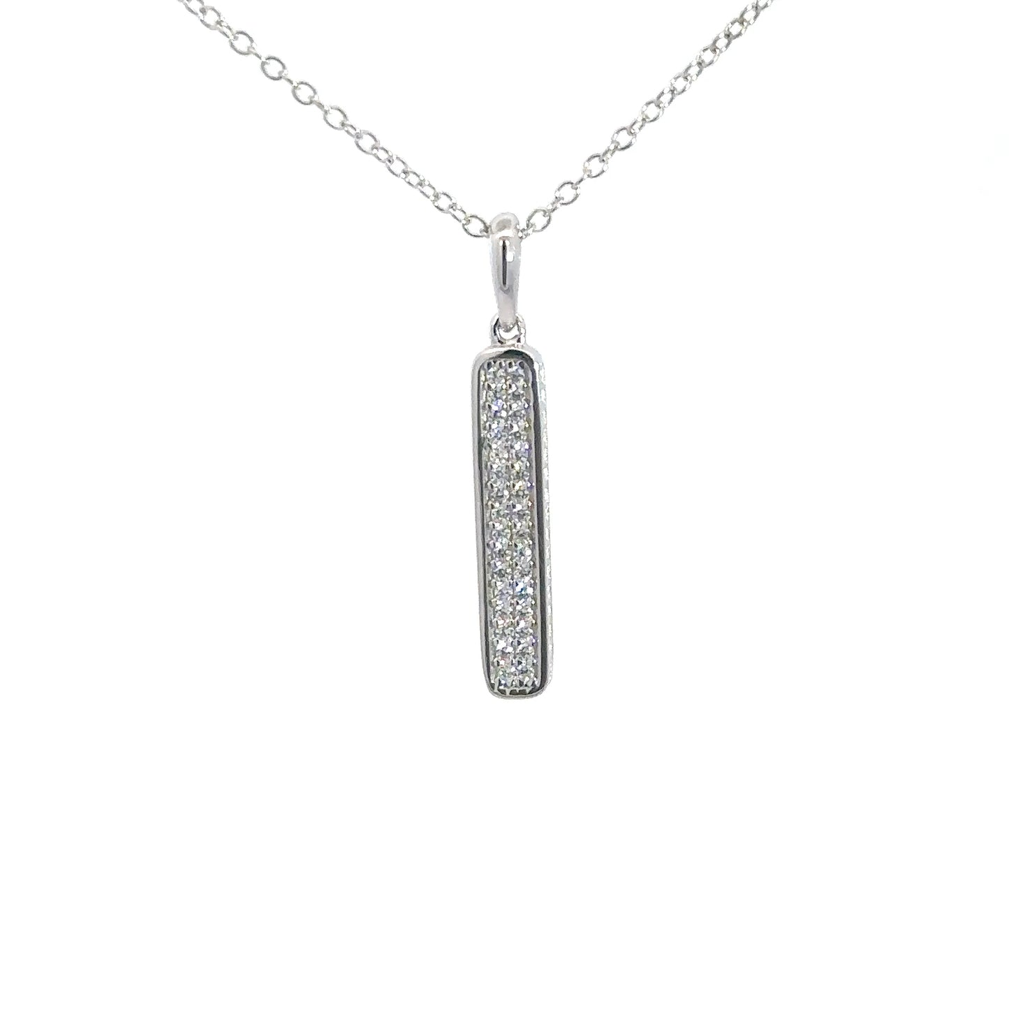 Sterling Silver Simulated Diamond Bar Necklace