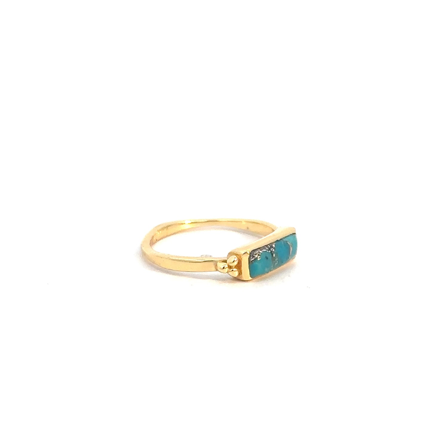 Sterling Silver Yellow Gold Plated Turquoise Rectangle Ring