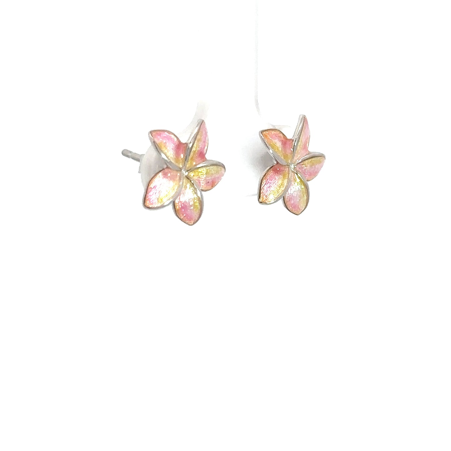 Sterling Silver Pink Flower Earrings