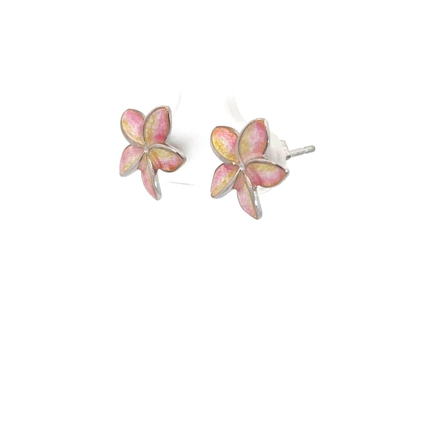 Sterling Silver Pink Flower Earrings