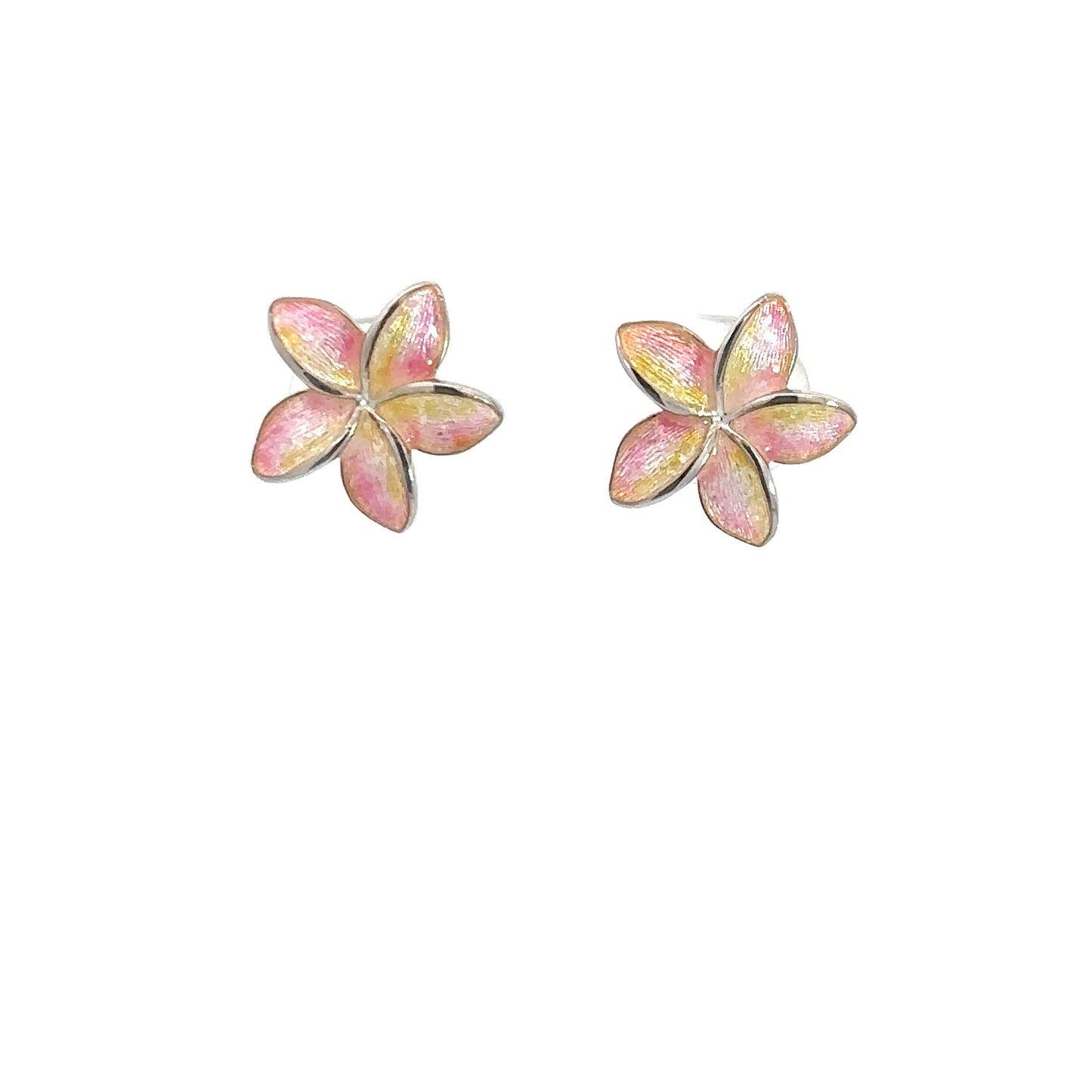 Sterling Silver Pink Flower Earrings