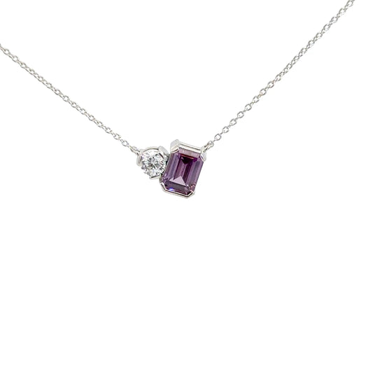 Sterling Silver Simulated Amethyst & Simulated Diamond Pendant