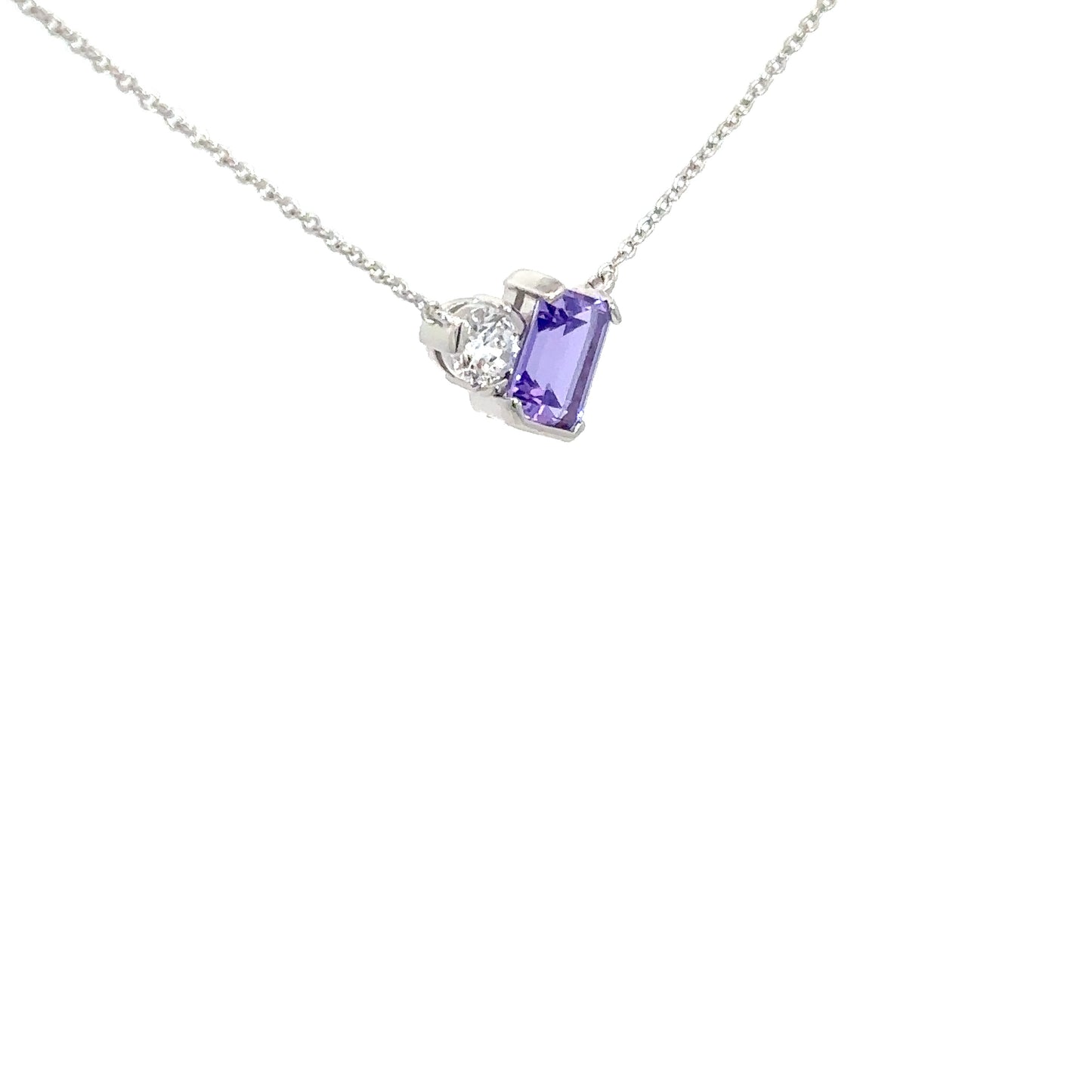 Sterling Silver Simulated Light Amethyst & Simulated Diamond Pendant