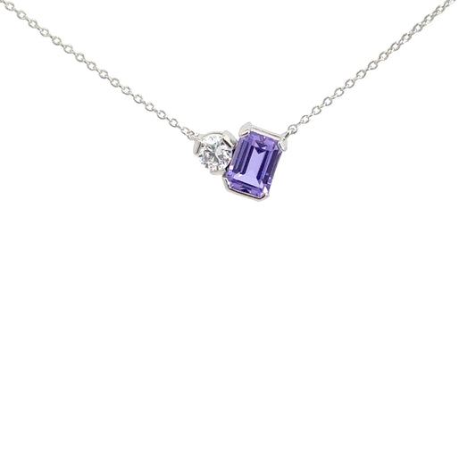Sterling Silver Simulated Light Amethyst & Simulated Diamond Pendant