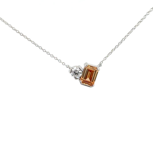 Sterling Silver Simulated Citrine & Simulated Diamond Pendant