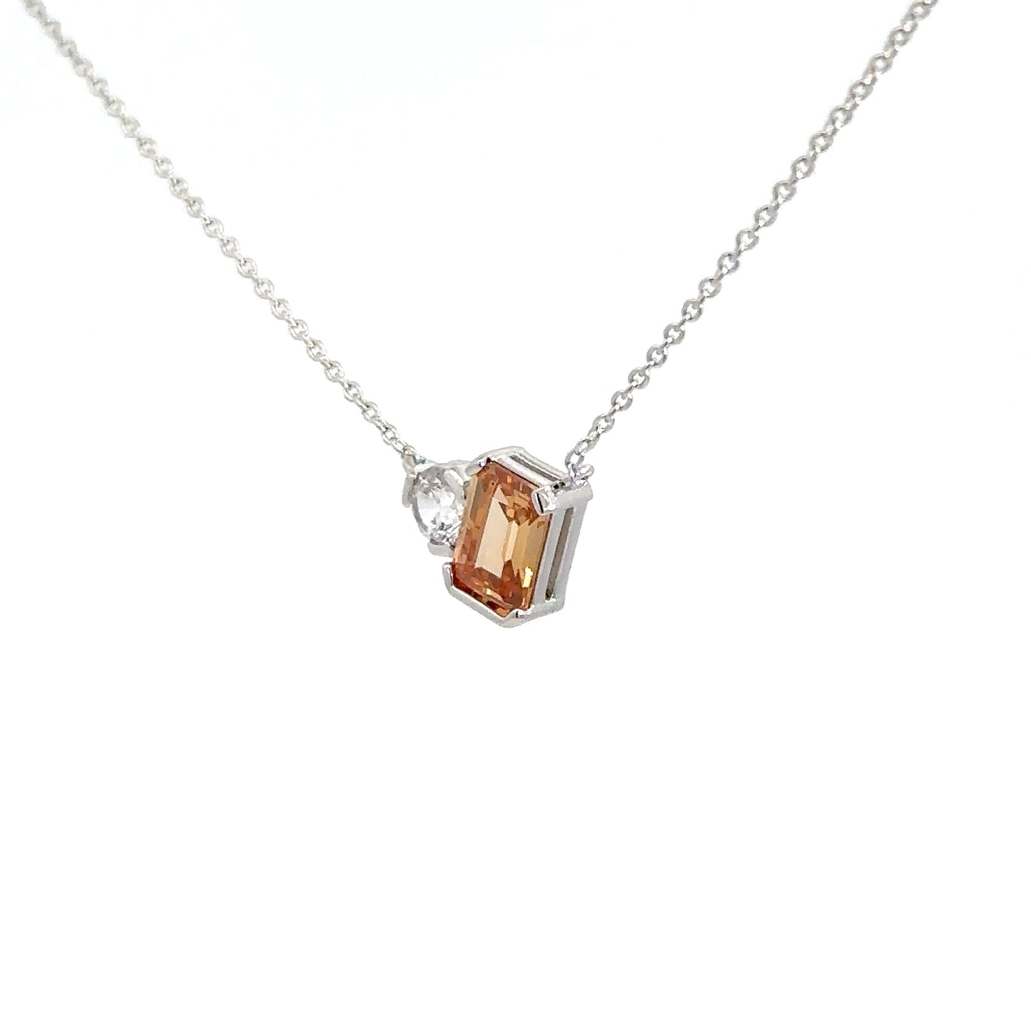 Sterling Silver Simulated Citrine & Simulated Diamond Pendant